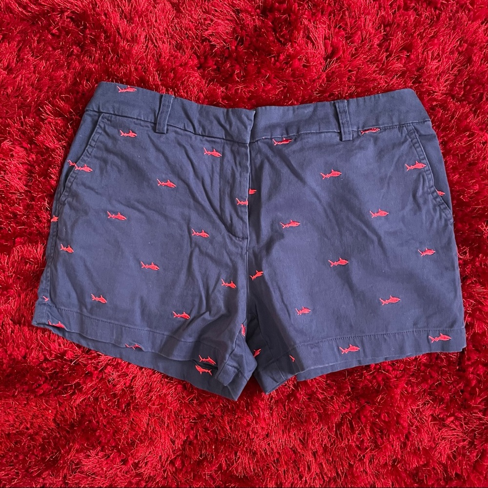 Navy shorts with pink sharks